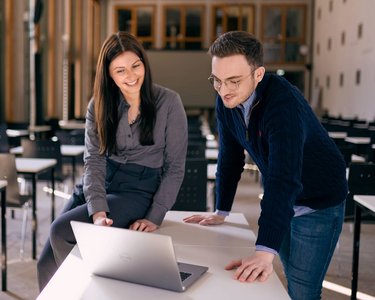 Student with a coach during career coaching